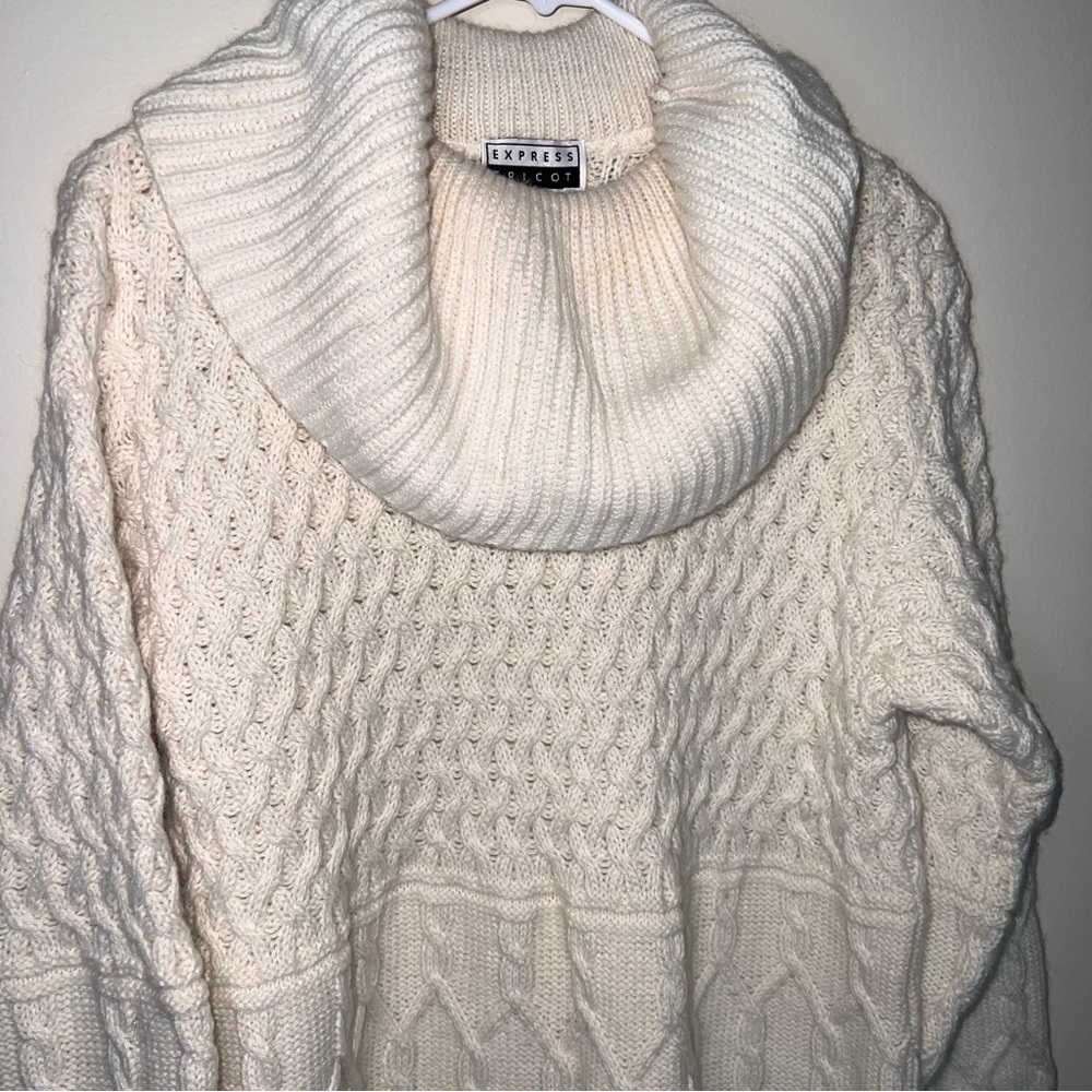 Express Tricot Vintage 90’s Cable Knit Cowl Neck Sweater Sweater Dress Italy Med - Picture 14 of 14